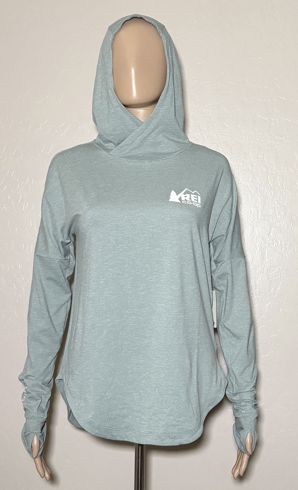 REI Co-op Womens Small Sahara Shade Hoodie Sea Olive Green Hike Active Top