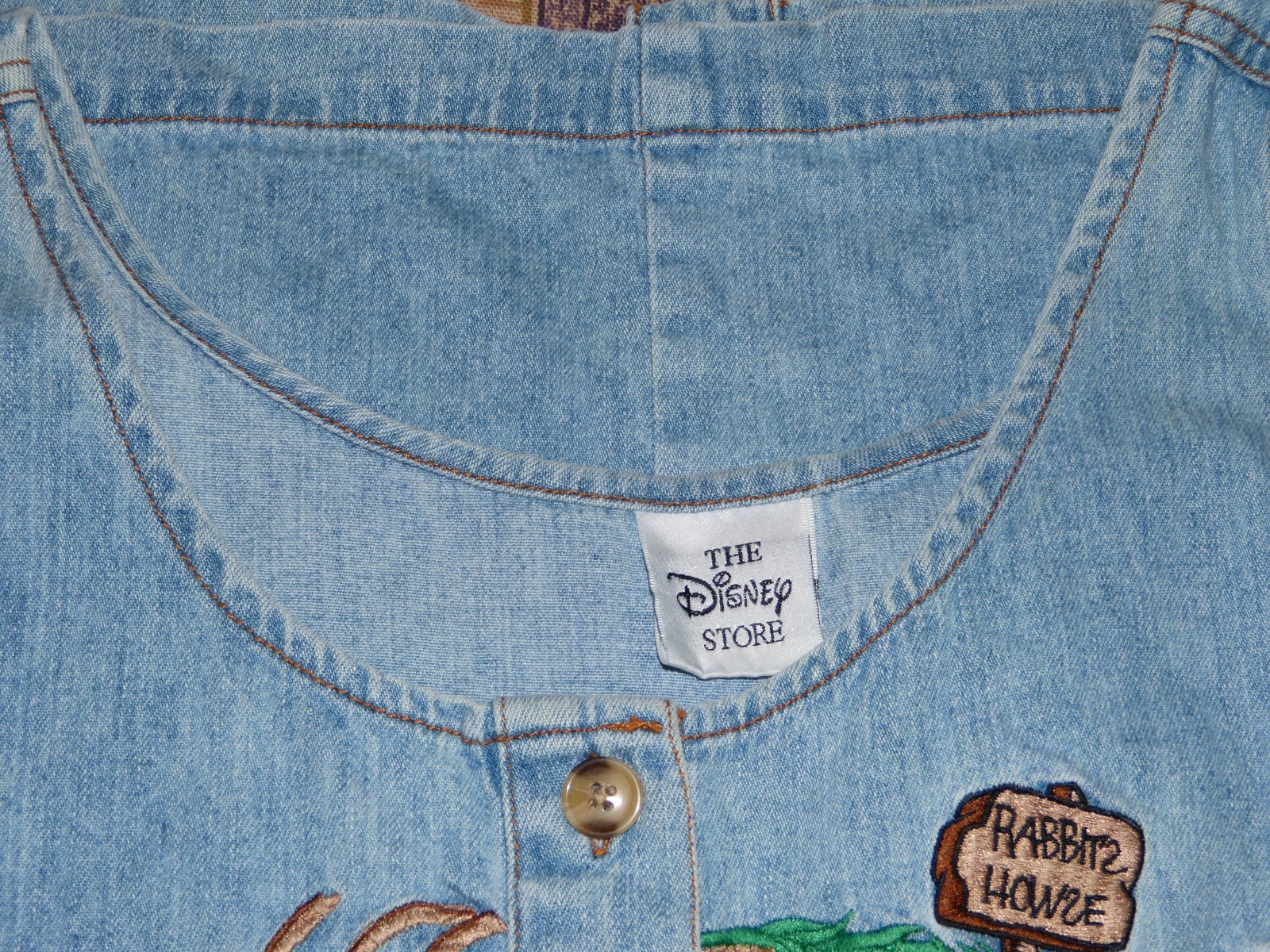 Vintage Disney Winnie The Pooh,Tigger,Rabbit Denim MIDI Dress embroidered Large
