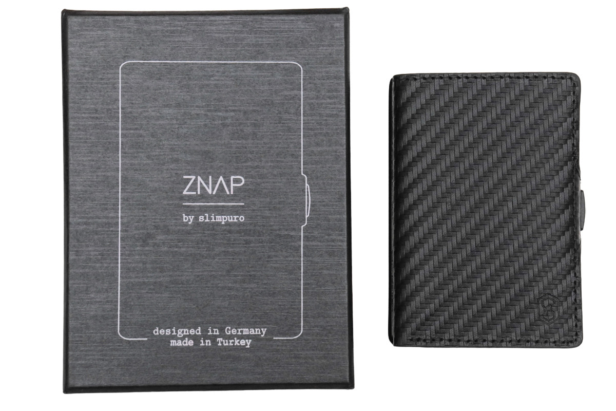 ZNAP RFID Blocking Slim Black Braided Leather Aluminum Wallet 8 Card Size