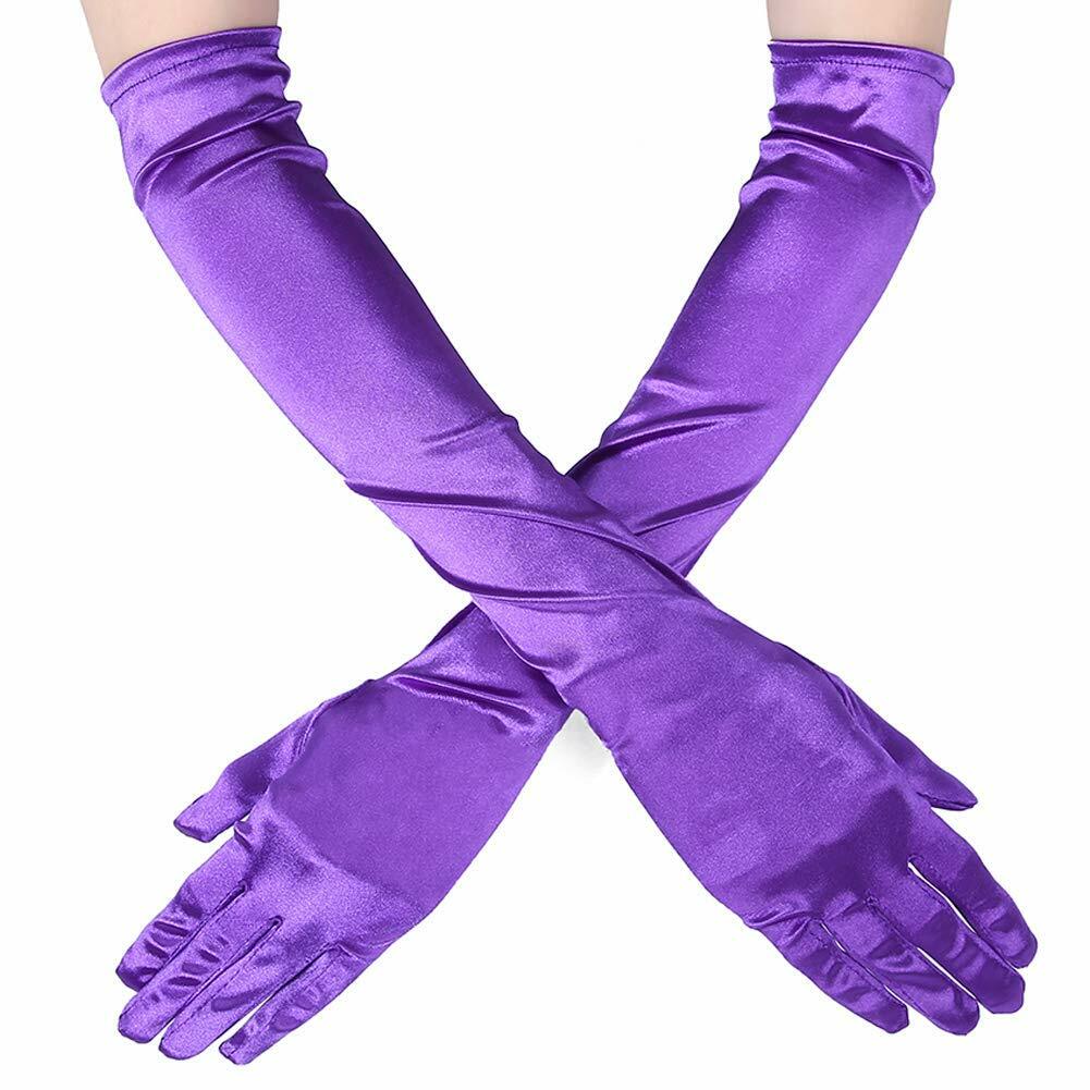Stretchy Long Opera Gloves Party Satin Gloves Adult Size Elbow Length Wedding US