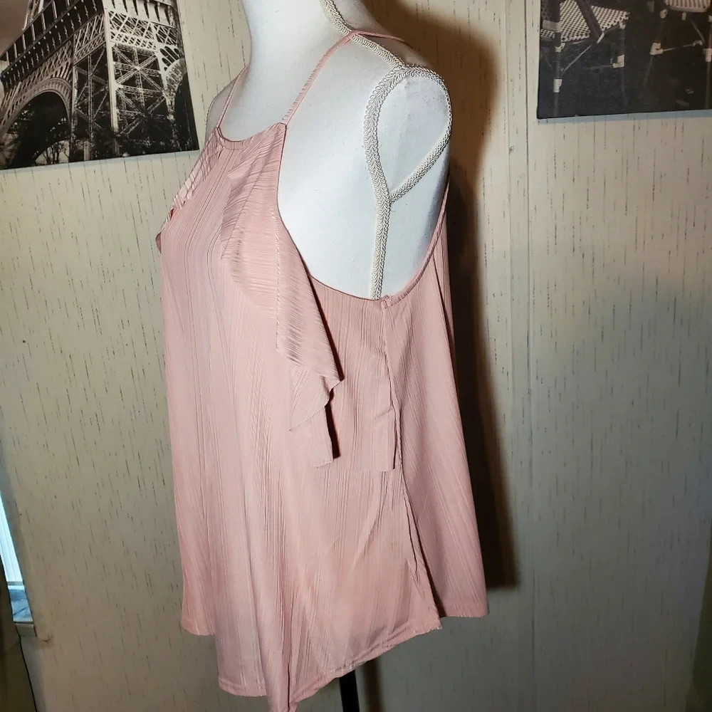 Very J Peach Colored Ruffle Tank Top