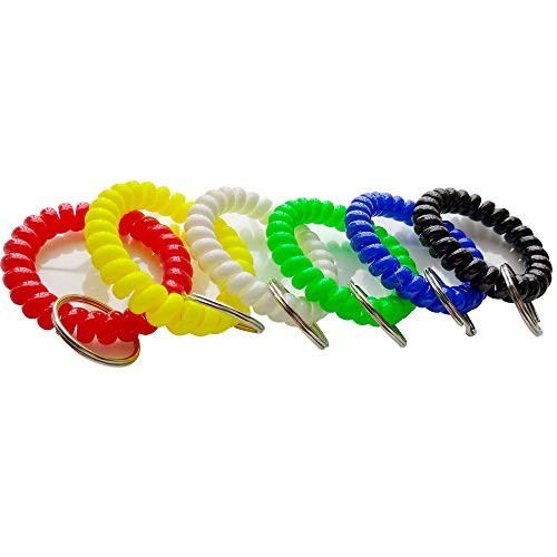 Wrist Keychain Spring Spiral Stretch Coil Wristband Key Ring Key Chain, for …