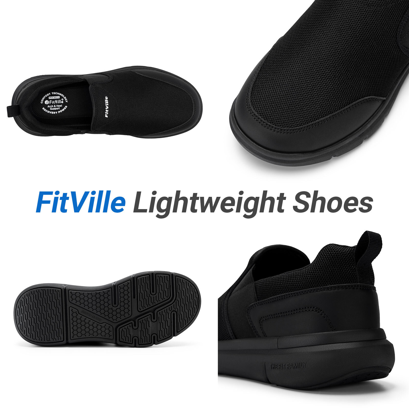 FitVille Men Extra Wide Slip on Walking Shoes Casual Loafers Lightweight Slip-On
