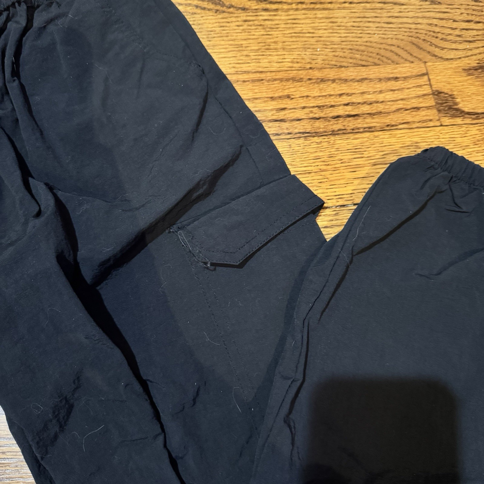 Art Class Teens Black Cargo Pants L (10/12) Solid Pockets Elastic Drawstring