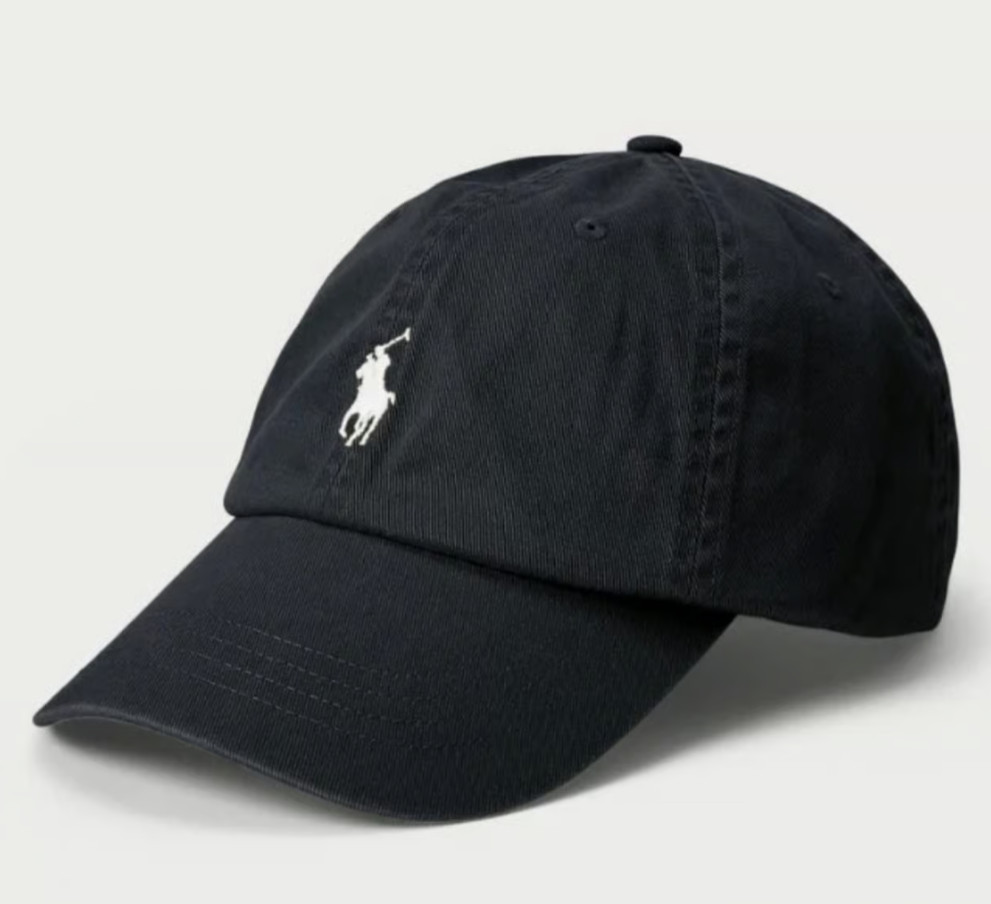 Polo Ralph Lauren Men’s One Size Cotton Chino Adjustable Ball Cap Black White