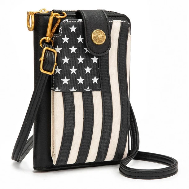 Montana West American Flag RFID Crossbody Phone Wallet