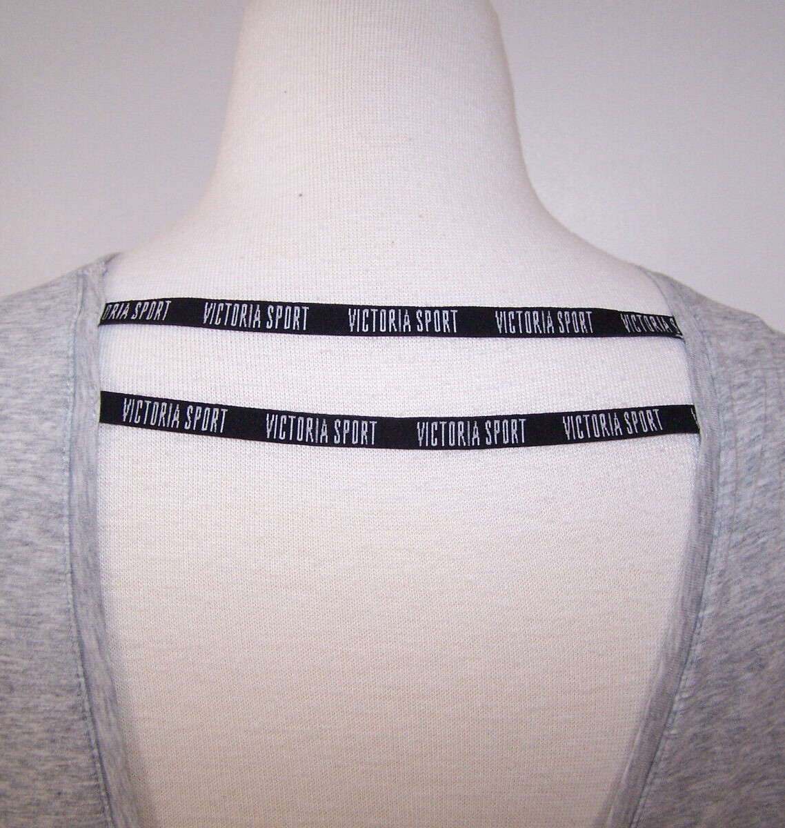 Victoria Sport T Shirt Top Sz XS Strappy Low Cut Back Gray Short Sleeve Stretch
