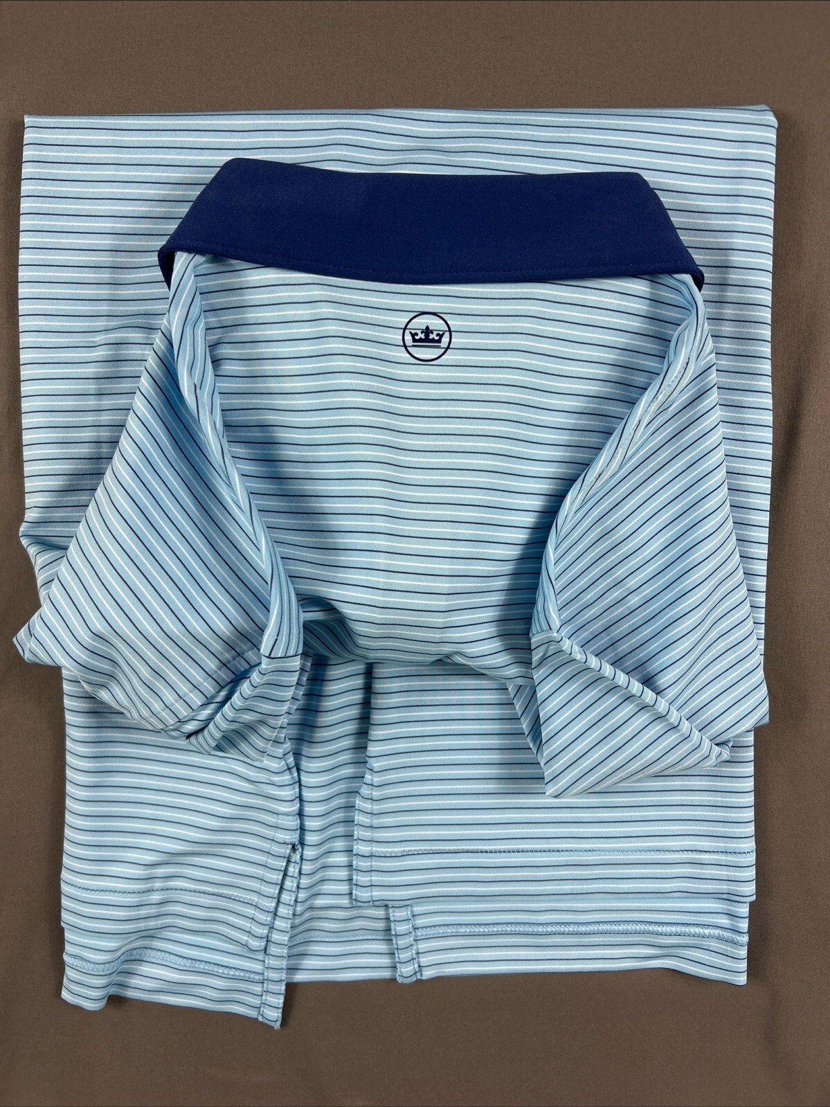 Peter Millar Golf Shirt Polo Pinehurst US Open Logo XL Blue Striped Polyester