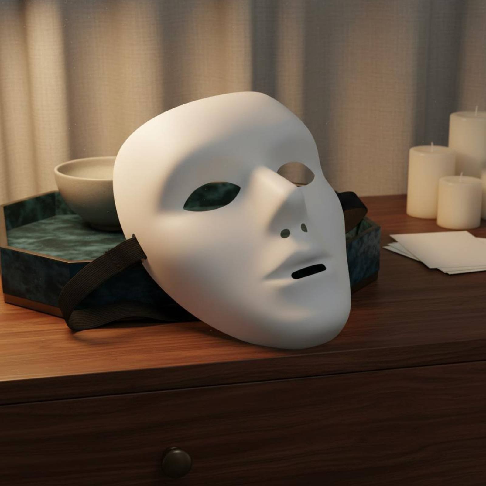 Blank Full Face Mask Plain White Full Face Mask Adjustable Strap