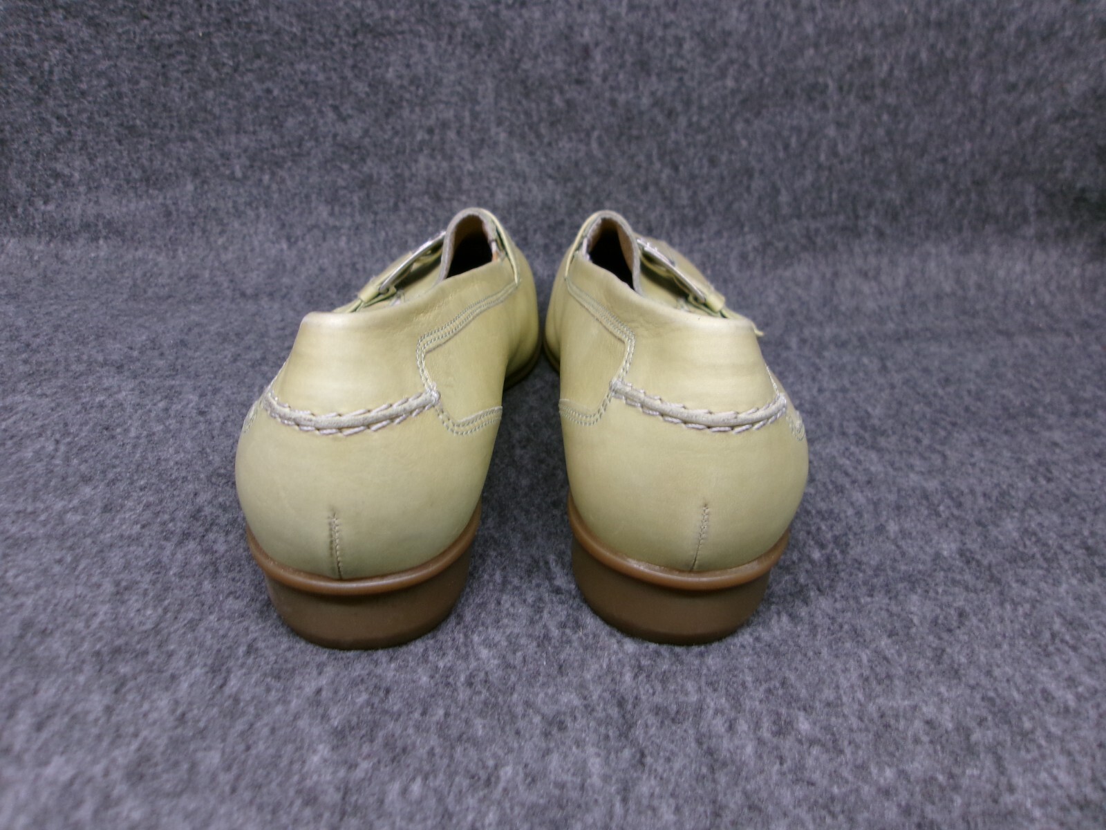 Theresia M Shoes Women 4.5 Green Buckle Loafers Square Toe Slip On