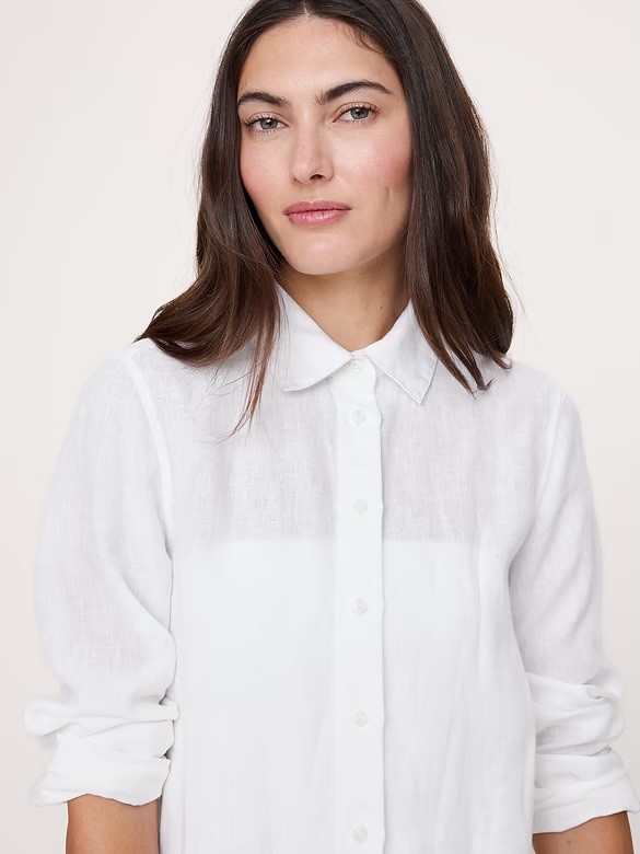 Banana Republic Women’s White Everyday Linen Shirt MEDIUM MSRP $65