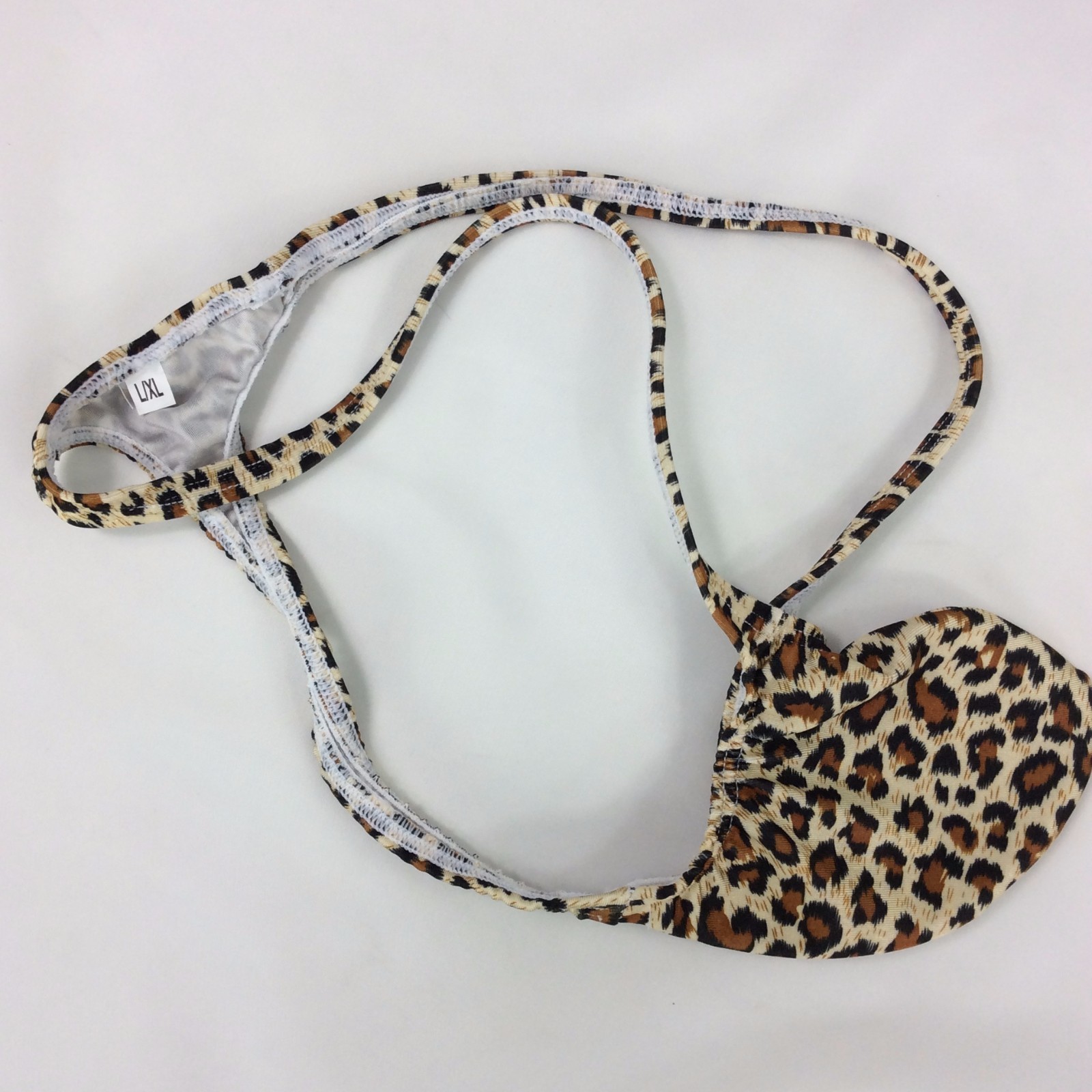K403 P String Thong Grape Smugglers Contoured Pouch Leopard Printed Swim fabric