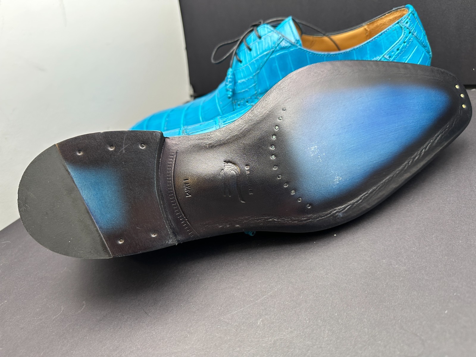 Mezlan Size 11.5 M Crocodile Blue Lace Up Spain Dress Shoes MEN’S