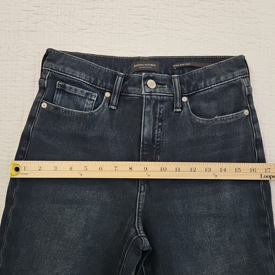 Banana Republic Premium Jeans Women’s 27L (28×30) Raw Hem Dark Wash Leggings EUC
