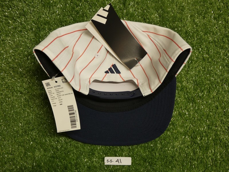 ADIDAS Mens US Open Pinstripe Snapback Adjustable Golf Hat White/Navy/Red New
