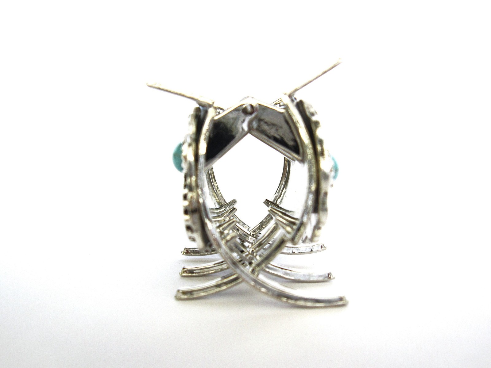 Small/medium turquoise blue silver metal native western hair claw clip