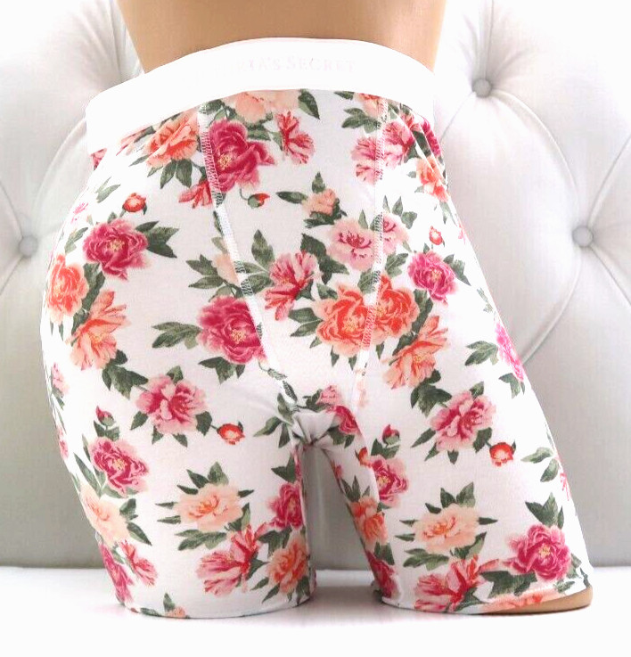 Victoria’s Secret Logo Cotton/Modal Boxer Brief Panty White Floral M L XL XXL