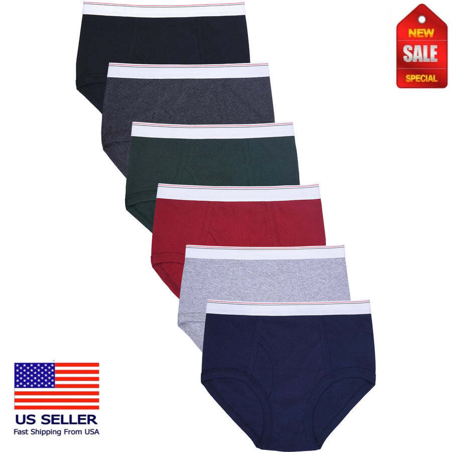 3/6 pc pack Men Solid Colors Briefs Breathable Cotton Underwear Old Fashion #340