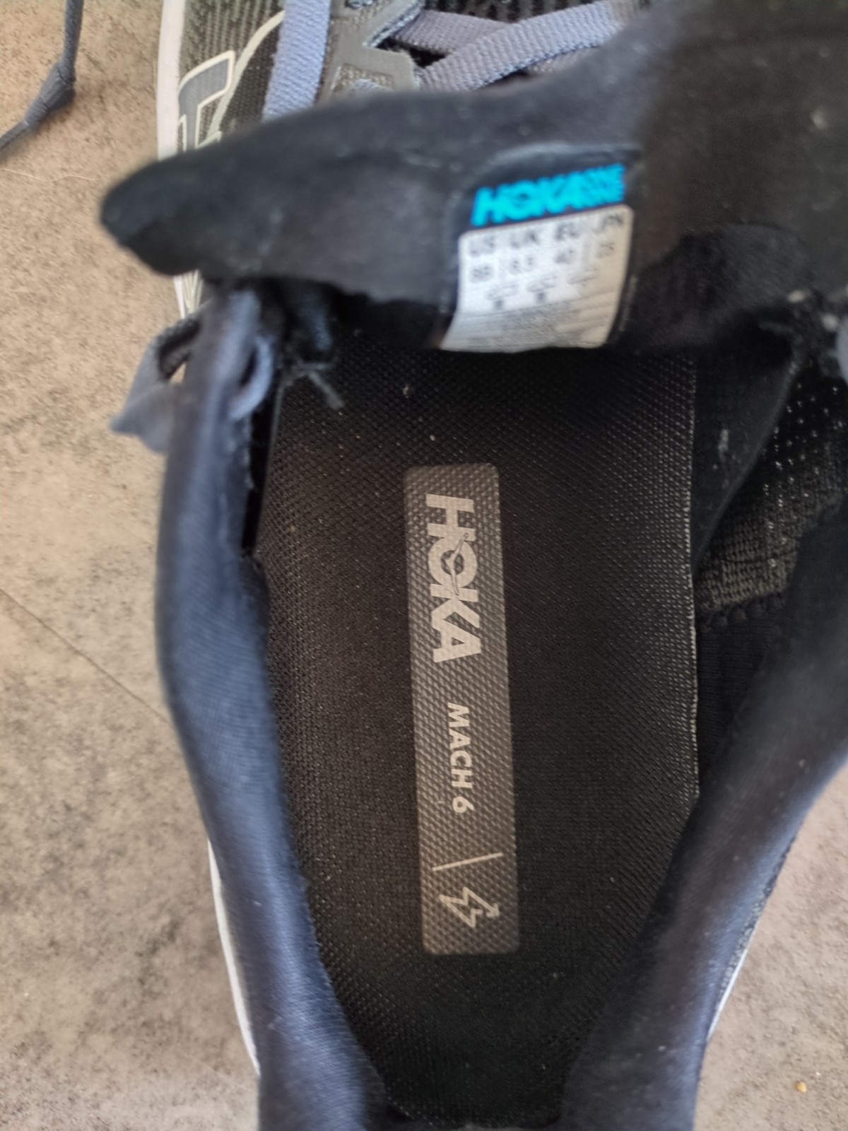 Hoka One One Mach 6 Women’s Running Shoes 8B Black Grey White