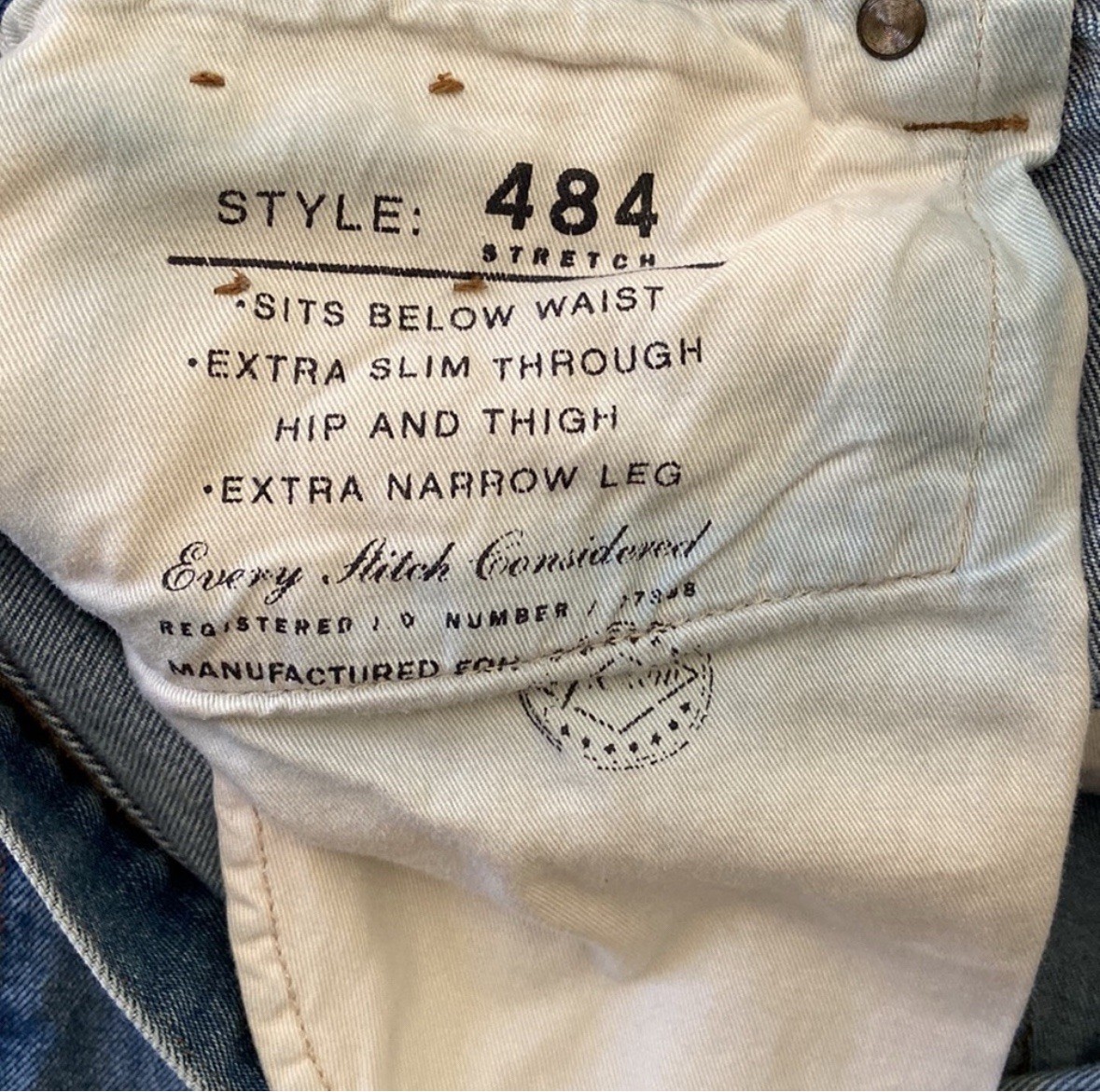 J. Crew Men’s Slim Fit Jeans – Style 484 – Size 34×32