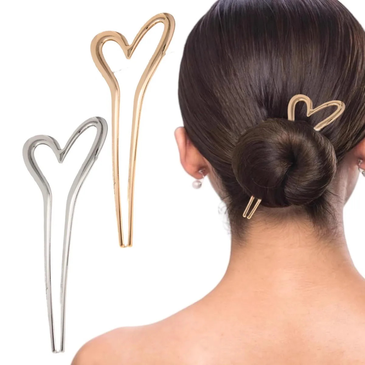 1Pcs French Hair Pins for Women Alloy Golden U-Shaped Magic Grip Hairpins Hair S
