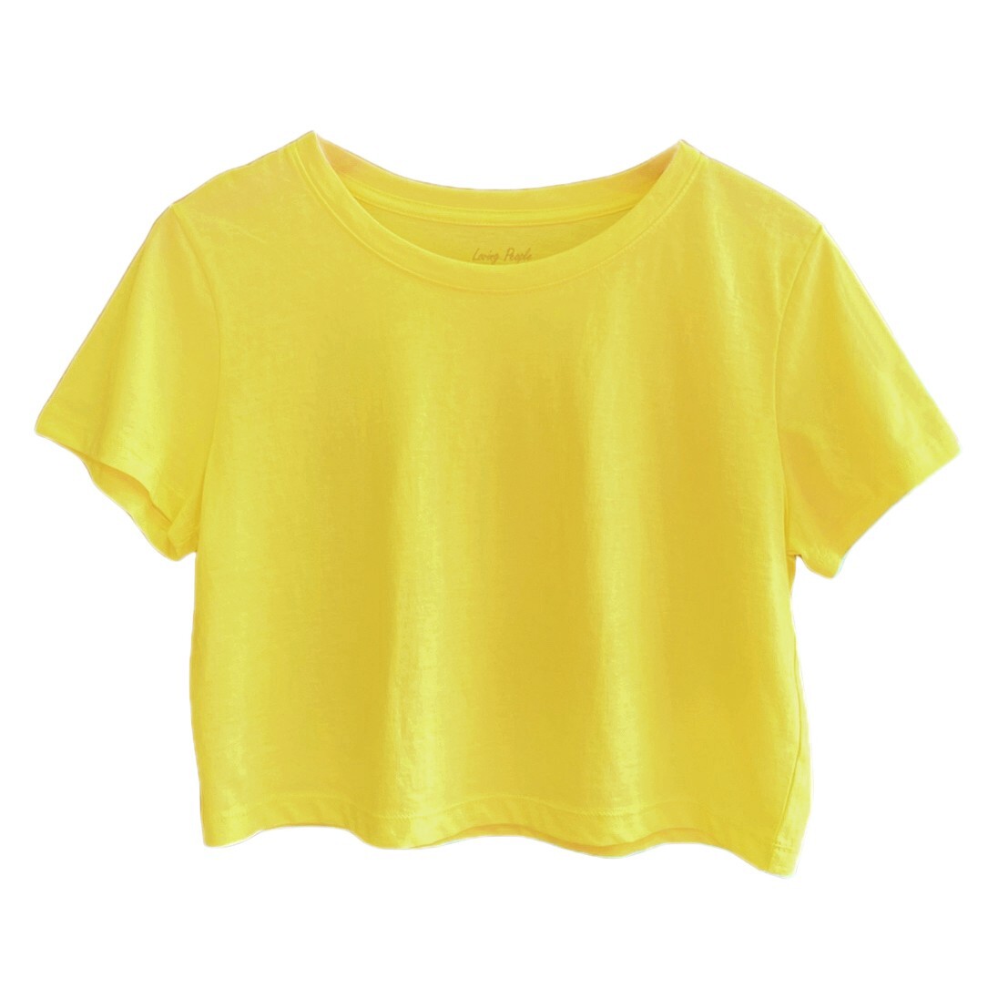 Women’s Loose Fit Crop Tops Round Neck Short Sleeve Casual 100% Cotton T-Shirts
