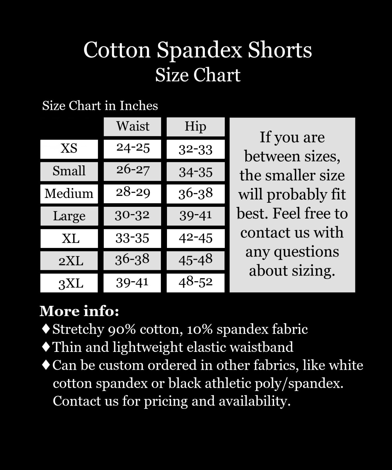 High-Waisted Black Cotton Spandex Booty Shorts XS S M L XL 2XL 3XL plus size
