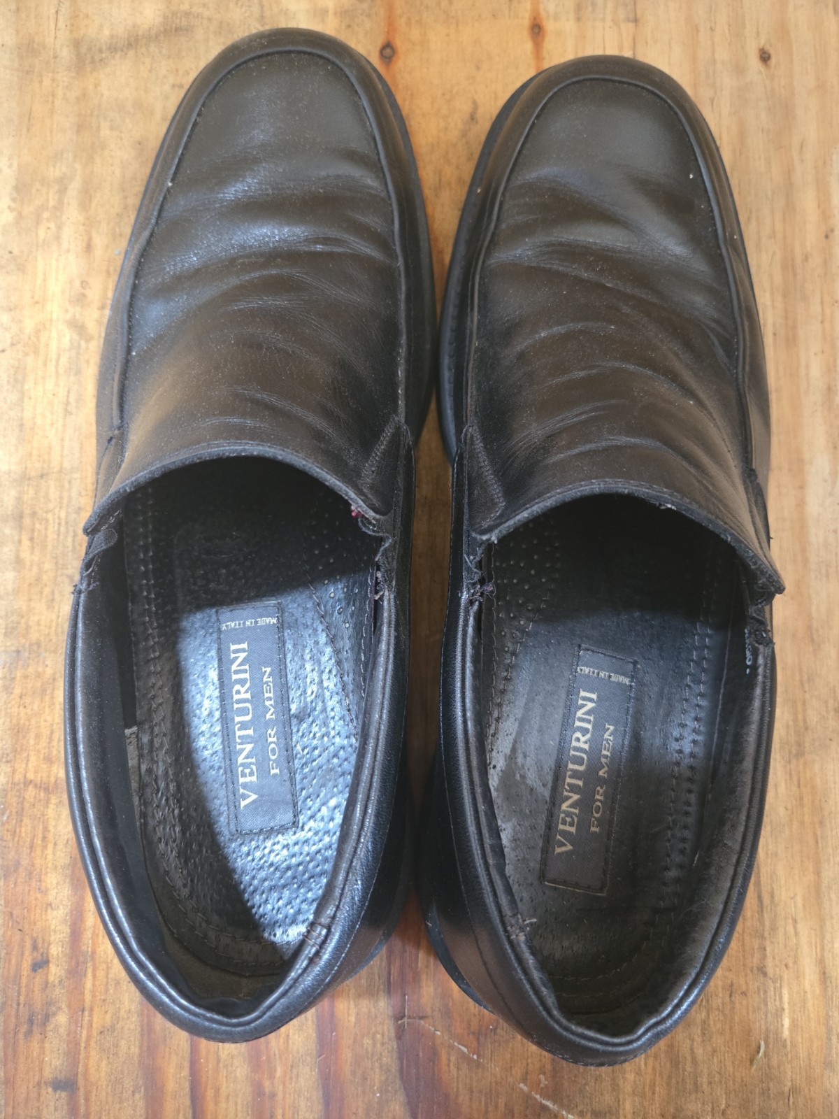 Venturini Men’s Sergio Black Leather Dress Shoes Made In Italy Size 10 1/2M