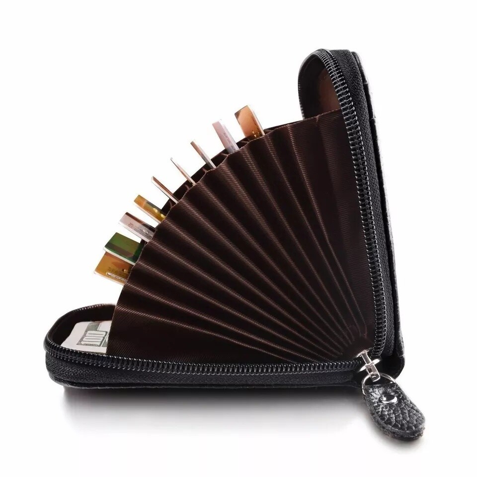 Mens RFID Blocking Leather Wallet Credit Card ID Holder Zipper Purse Waterproof
