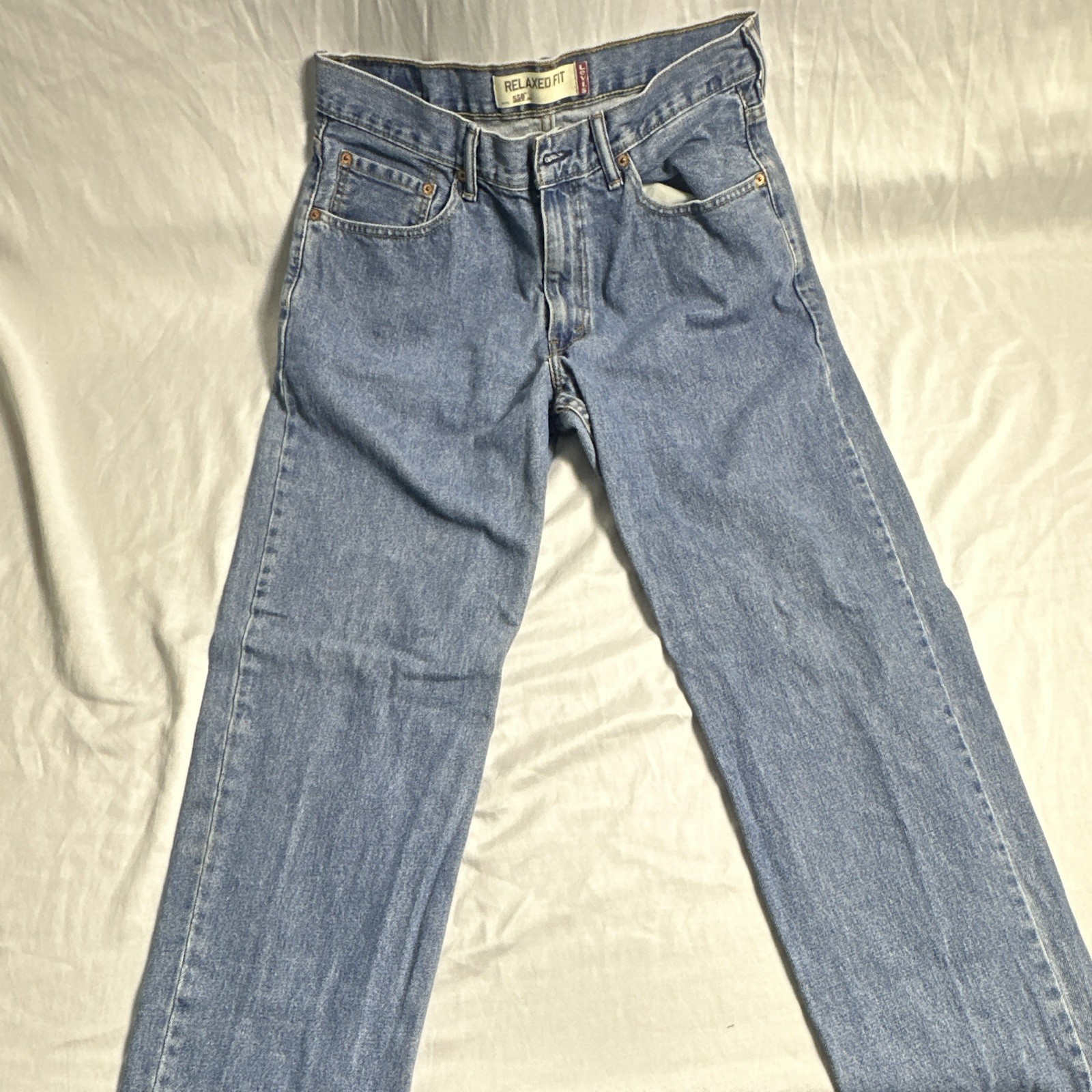 Levi’s 550 33×32 Relaxed Fit Men’s Blue Light Wash Denim Straight Jeans 5-Pocket