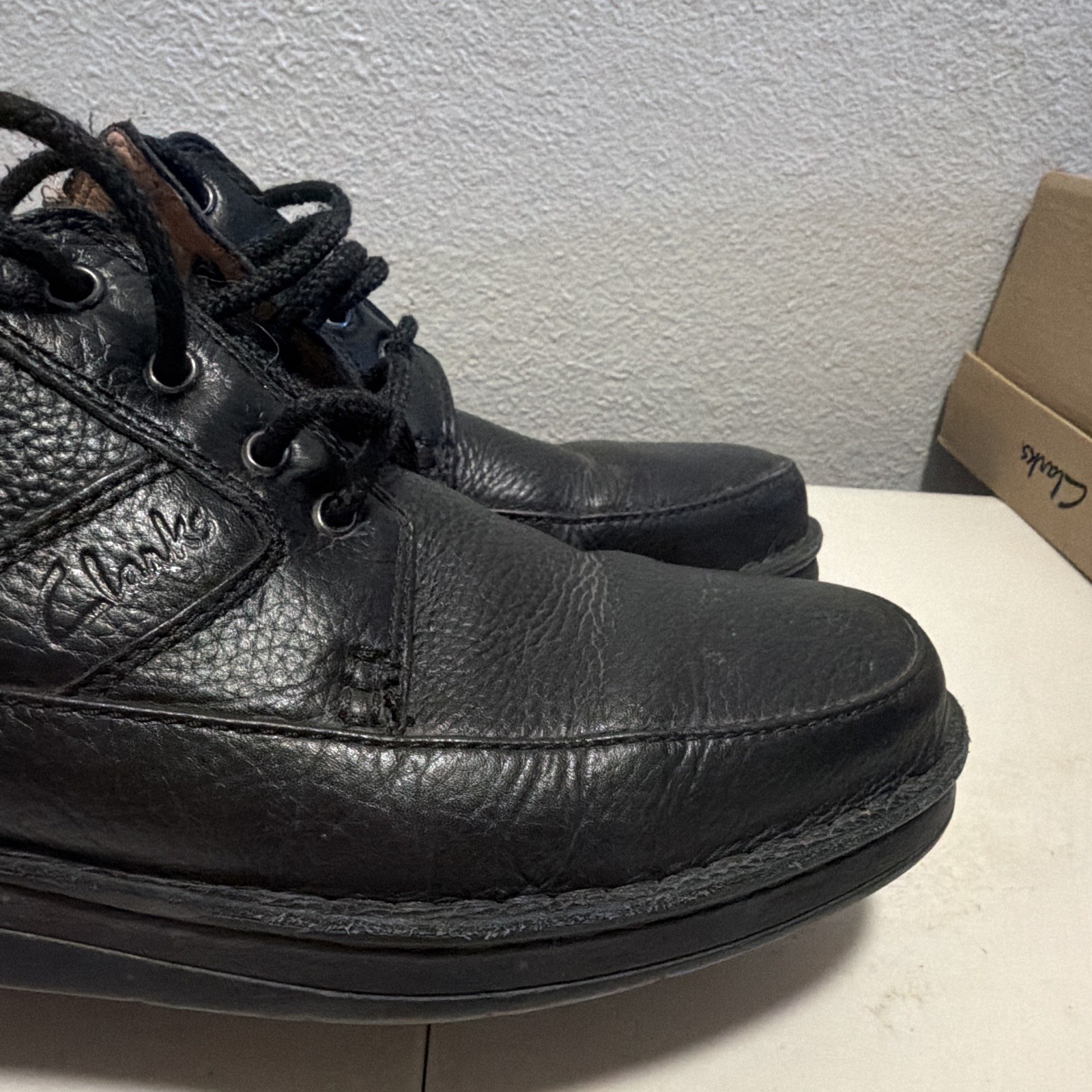 Clarks Men’s Black Leather Lace-Up Oxford Shoes Round Toe US 11 M