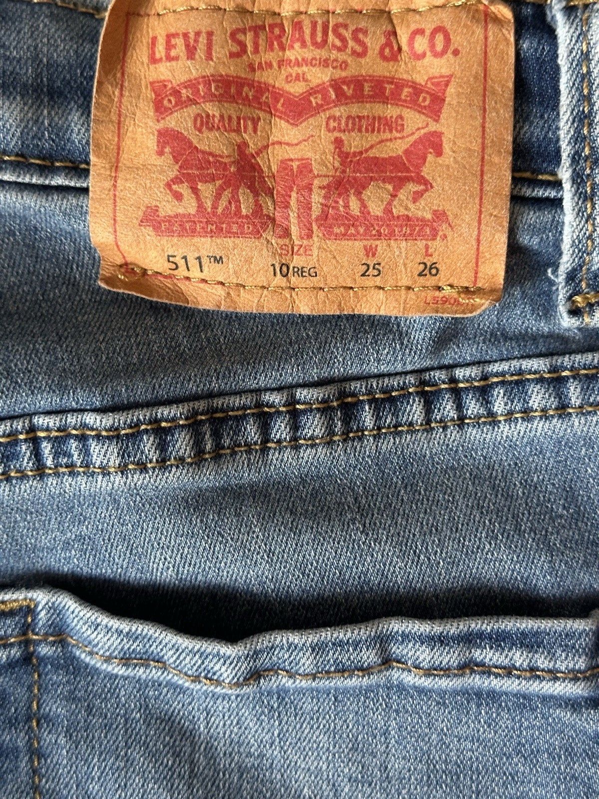 Levi’s 511 Boys Stretch Jeans Size 10 Reg 25×26 Adjustable Waist Blue