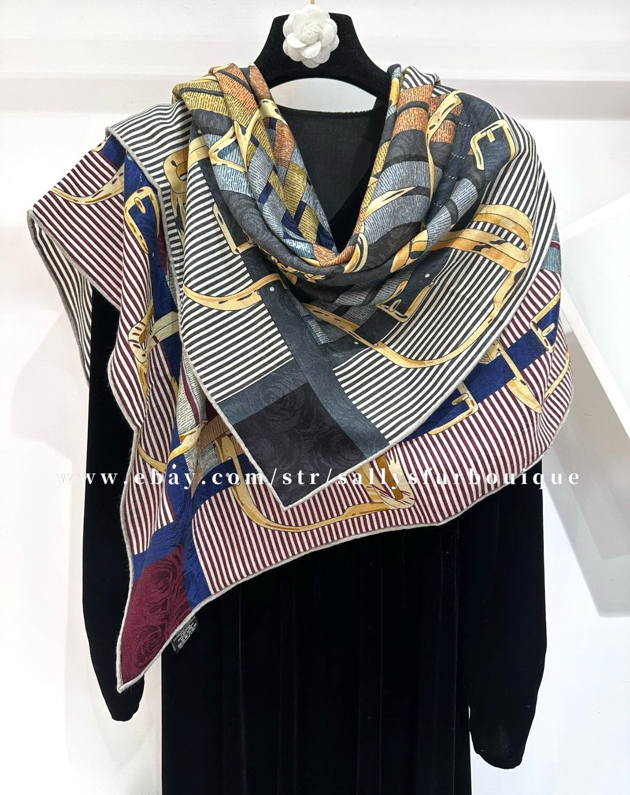 70% Cashmere 30% Silk Jacquard Wrap Scarf Belts Print 2 Face Shawl 43″