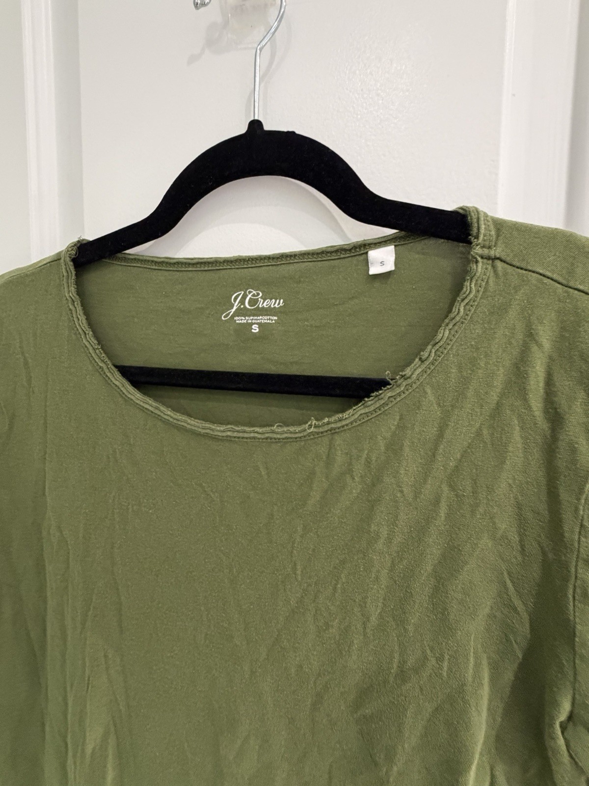 J.Crew Womens Green Crewneck Slub Cotton Classic Tee T-Shirt Size Small