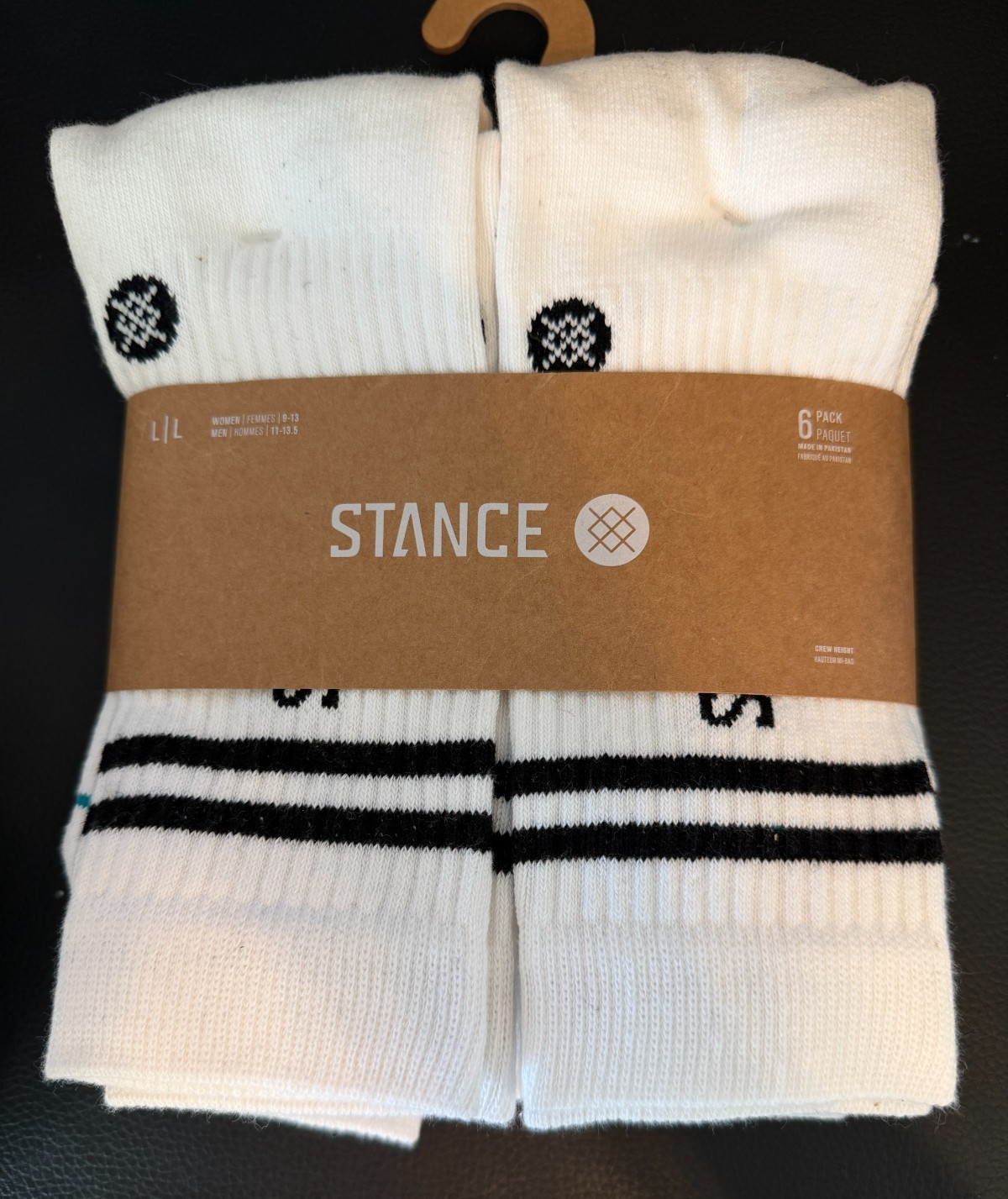 Stance Core Crew Socks 6-Pairs | Large | Men’s 11-13.5 Women’s 9-13 | New w/Tags