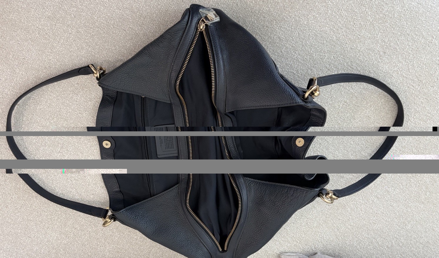 Coach Black Pebbled Satchel/Top Handle Bag Gold Hardware Zip/Magnetic Medium