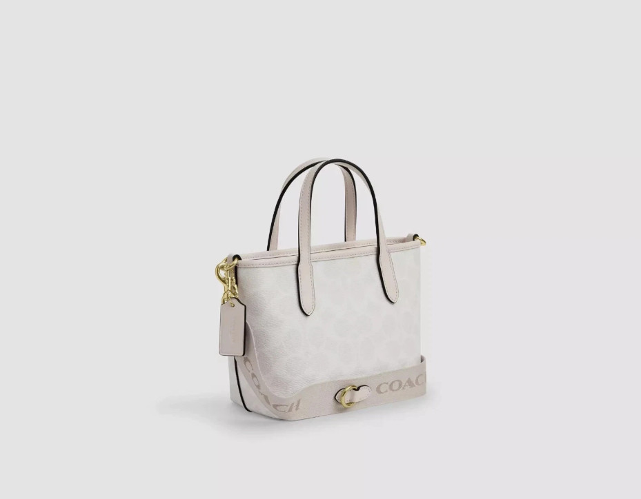New Coach City Mini Tote Bag Crossbody Signature Canvas White/Chalk NWT CW032