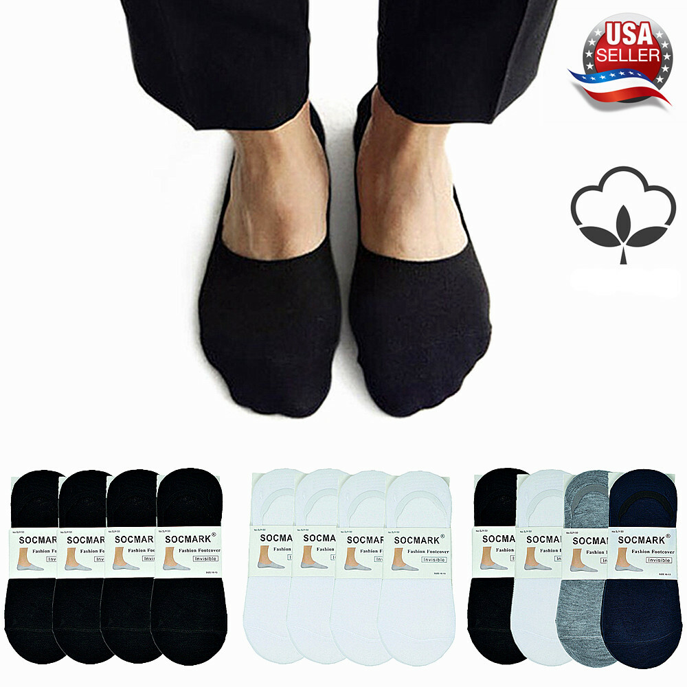 3-12 Pairs Men’s Invisible No Show Nonslip Low Cut Solid Boat Socks Size 9-13