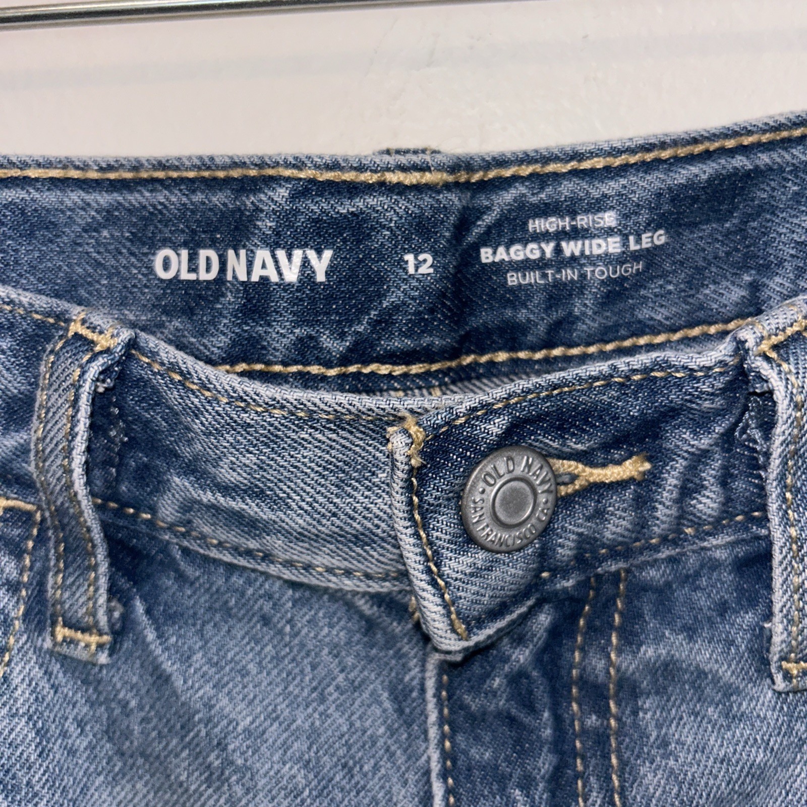 Old Navy Girls Size 12 High Rise Baggy Wide Leg Denim Blue Jeans-Excellent