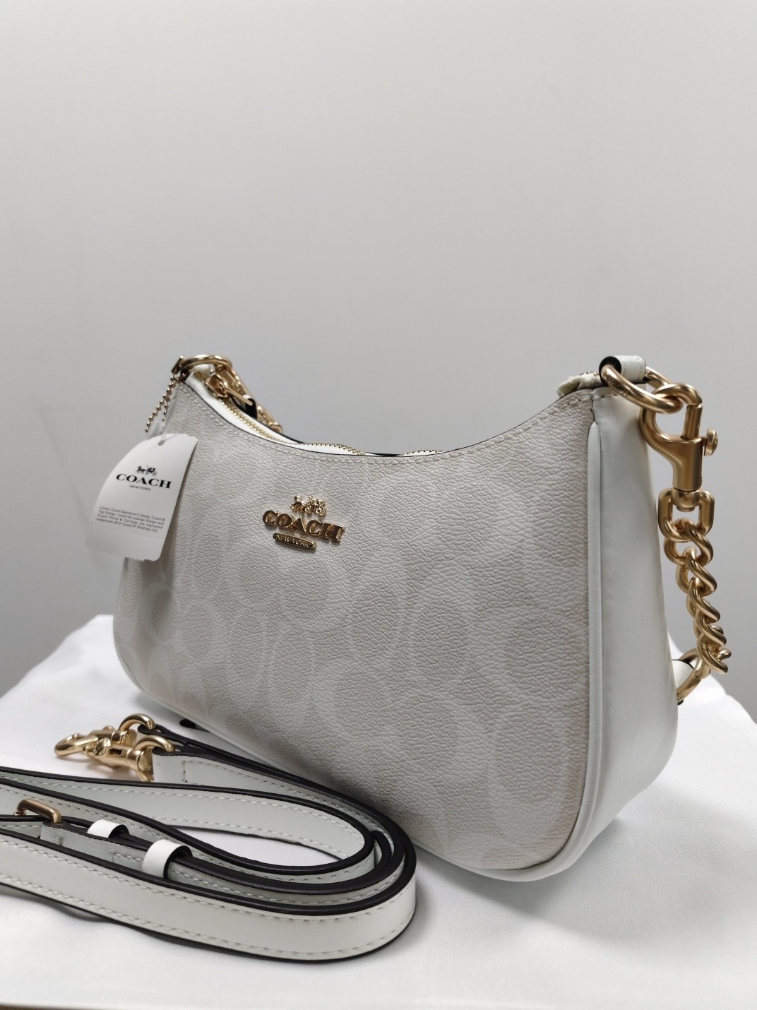 COACH Teri Shoulder Bag In Signature Canvas CA548 Glacier White NWT