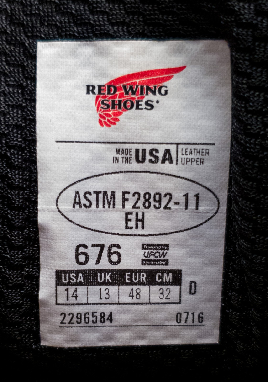 Red Wing 676 Supersole Boots with Black Tuff Toe Size 14D (Soft Toe) (USA)