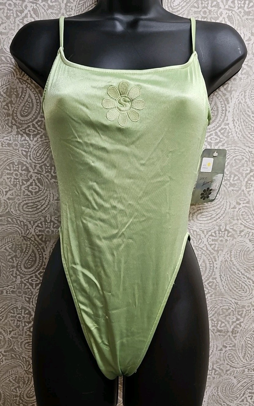 Vtg Late 1980’s/1990’s Spot Juniors Swimsuit Retro Lime Green New w/ Tags