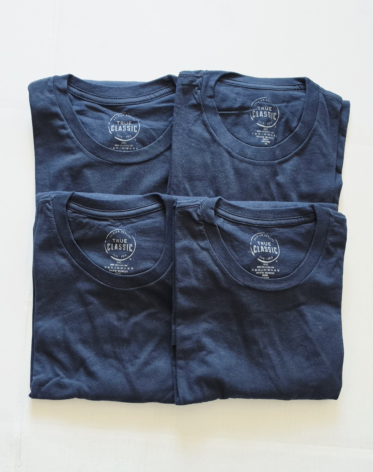 True Classic – Crew Neck – Short Sleeve T-Shirt – Navy – Extra Large – 4 Pack