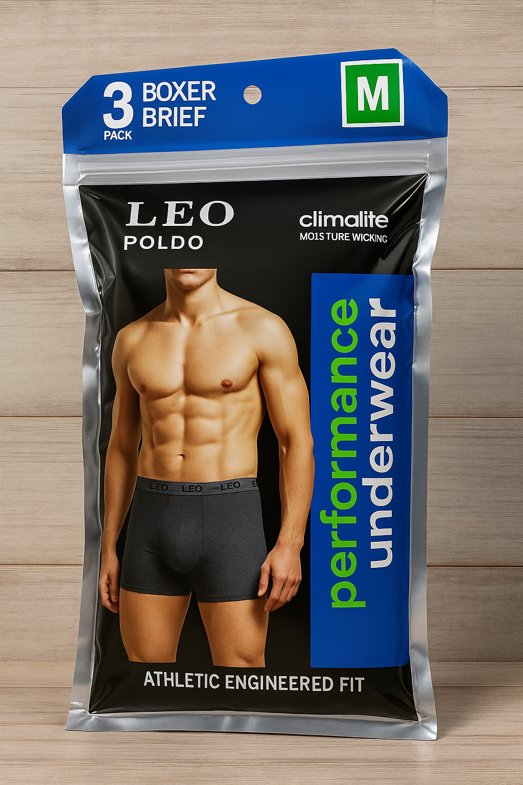 LEO POLDO Men’s 3 Pack Performance Boxer Briefs Climalite Moisture Wicking