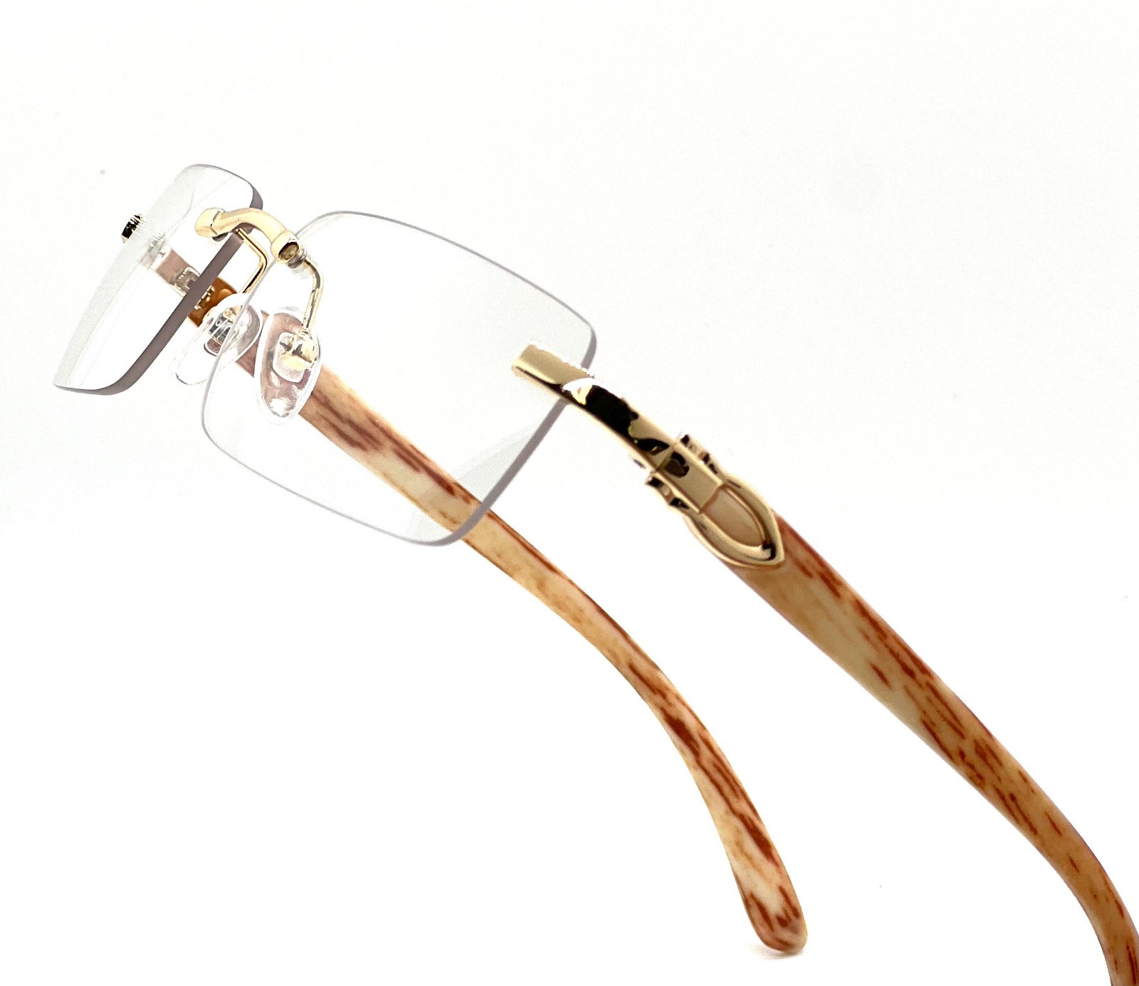 Mens Classy Style Wood Buff Retro 90s Hip Hop Rapper Gangster Rimless Sunglasses