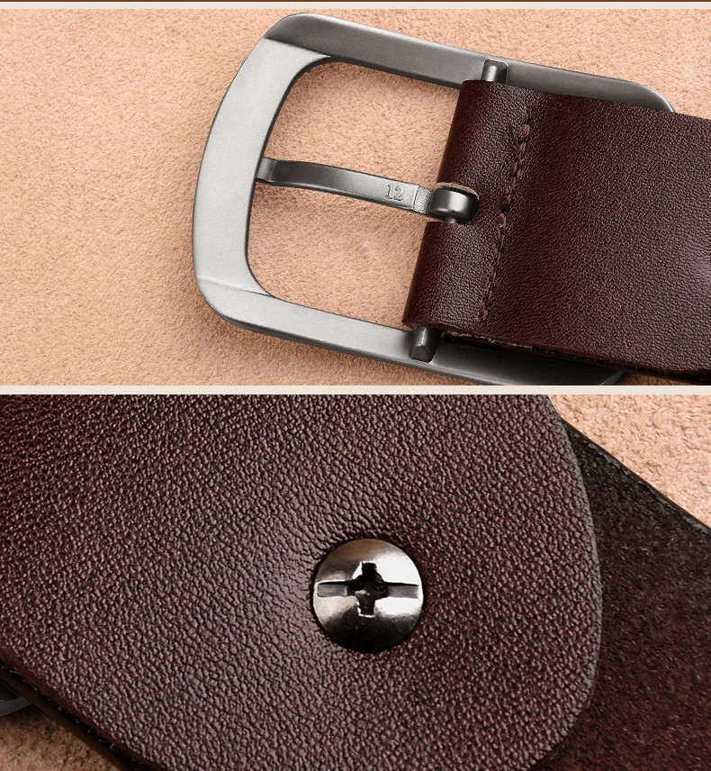 Genuine Leather Waist Belt Cowhide 3.8cm Men’s Plus Size Pin Buckle Jeans Belts