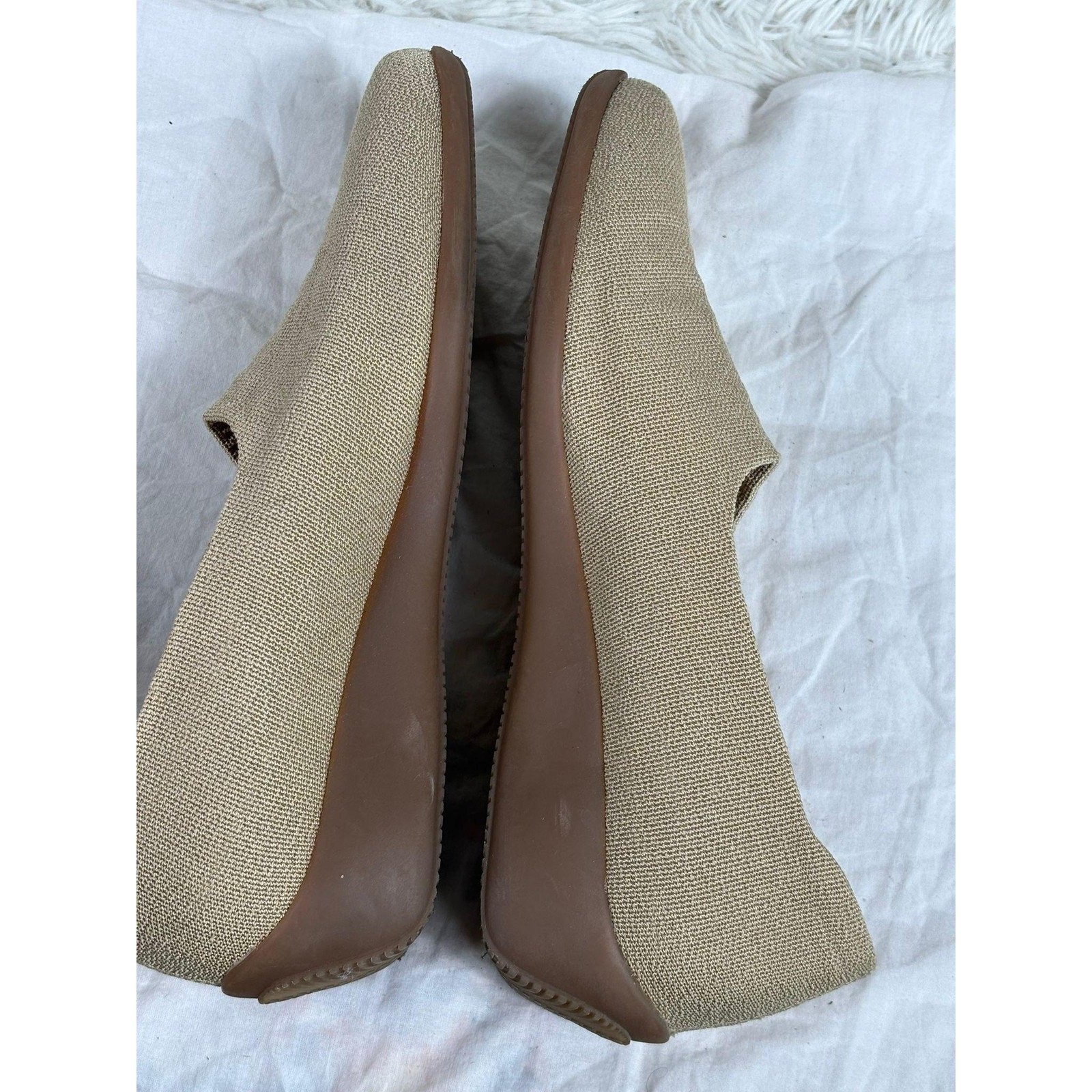 Theresia M. Shoes Womens Size 6 Beige Capri Slip On Wedge Comfort Square Toe