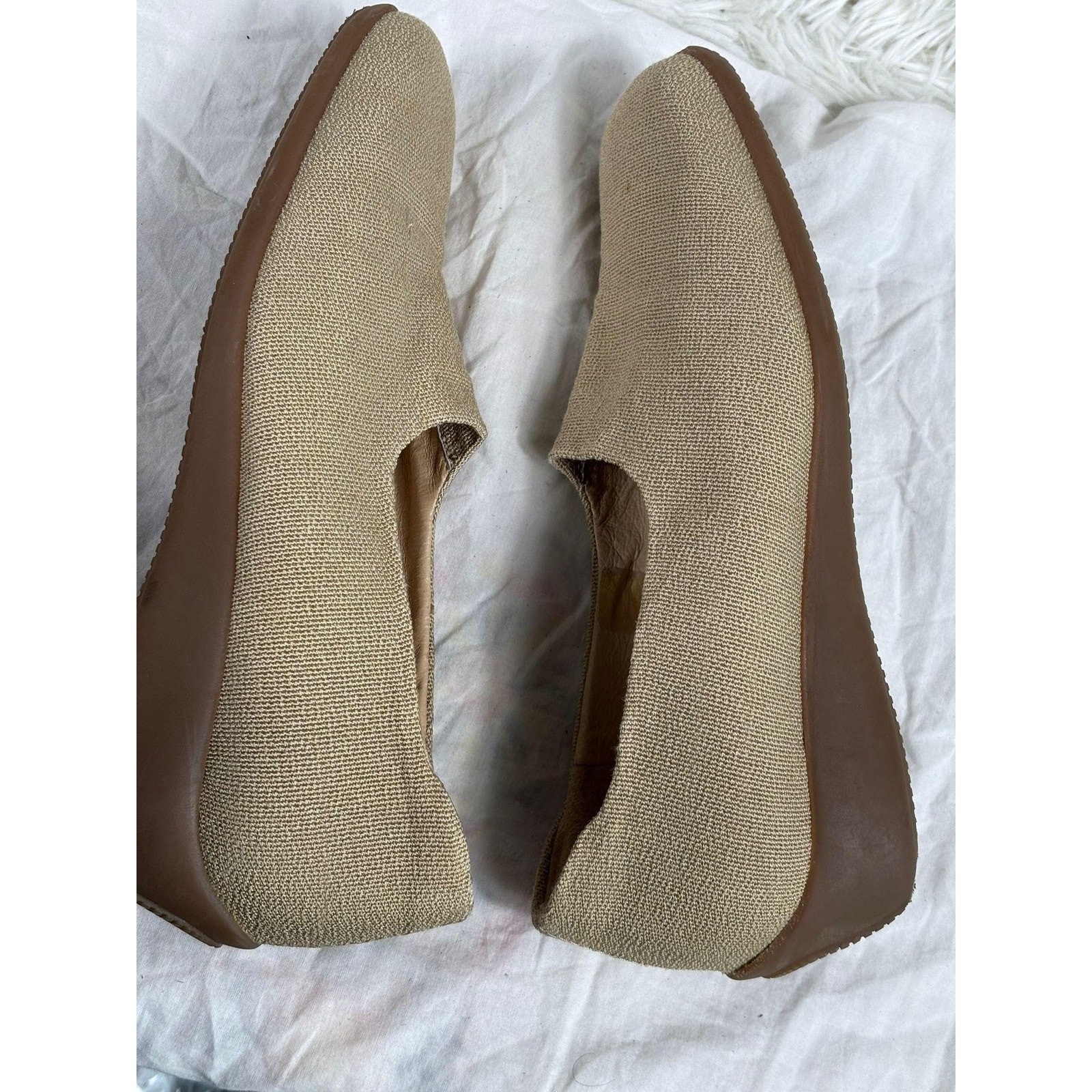 Theresia M. Shoes Womens Size 6 Beige Capri Slip On Wedge Comfort Square Toe