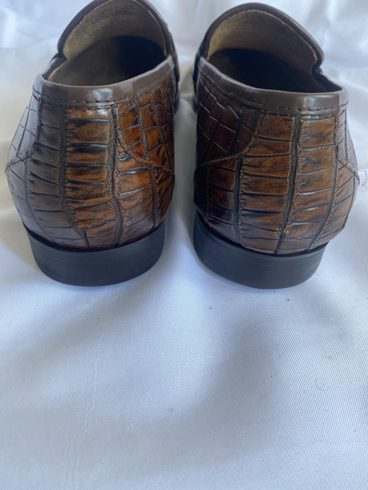 Stacy Adams Ferdinand Mens 11 M Cognac Brown Croc Leather Slip On 25455 NIB