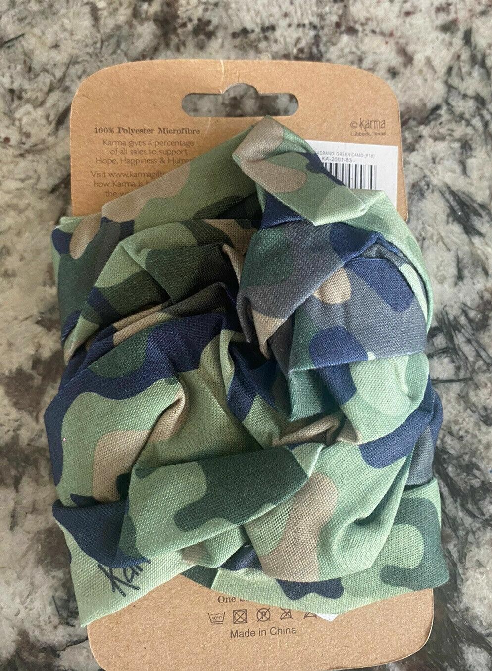 Karma Gifts Green Camo Wide Headband 100% Polyester Microfibre NEW